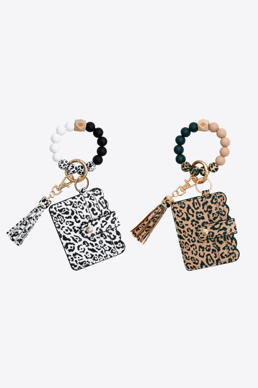 Random 2-Pack Leopard Mini Purse Tassel Wristlet Key Chain