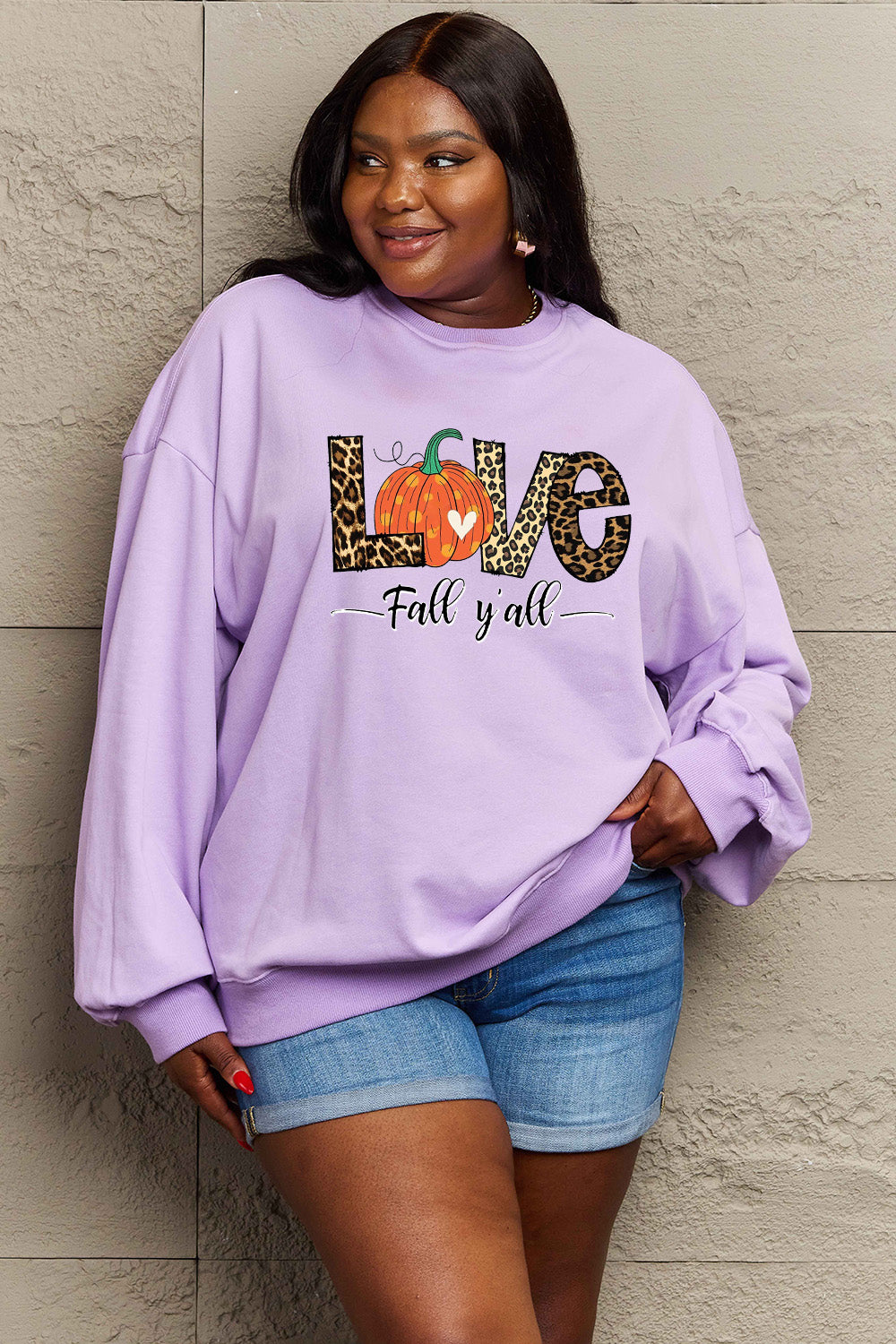 Simply Love Full Size LOVE FALL Y'ALL Graphic Sweatshirt