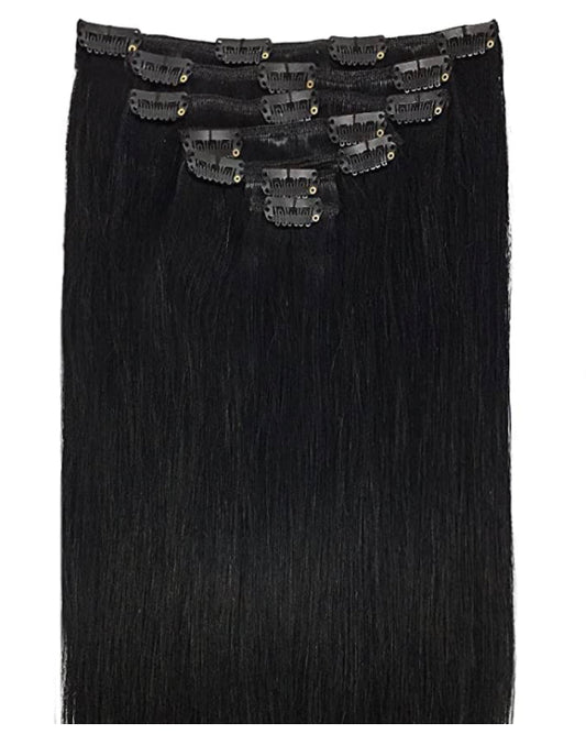 Jet Black Clip in Hair Extensions