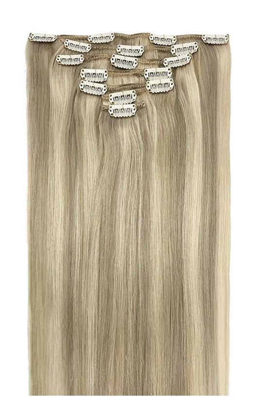 Ash Blonde Highlights Clip in Hair Extensions