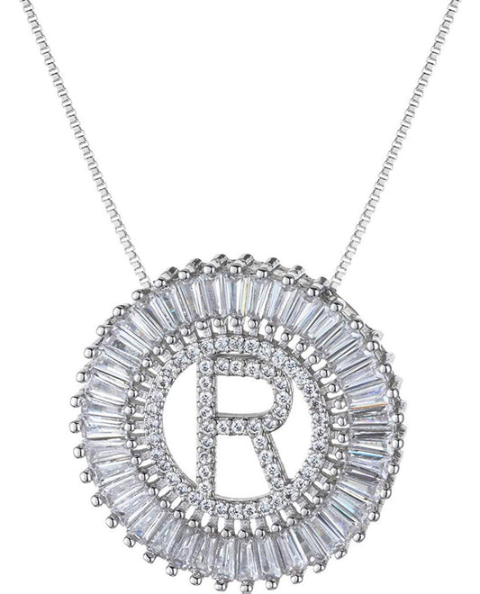 Sunburst initial necklace- Silver