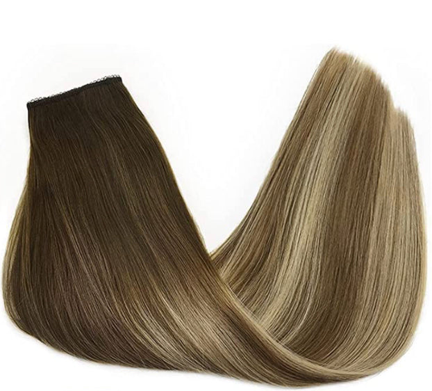 Bleach Blonde Balayage Halo Hair Extensions